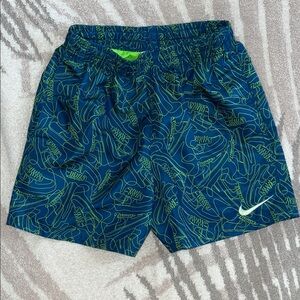 Nike Navy and Lime Graphic Shorts